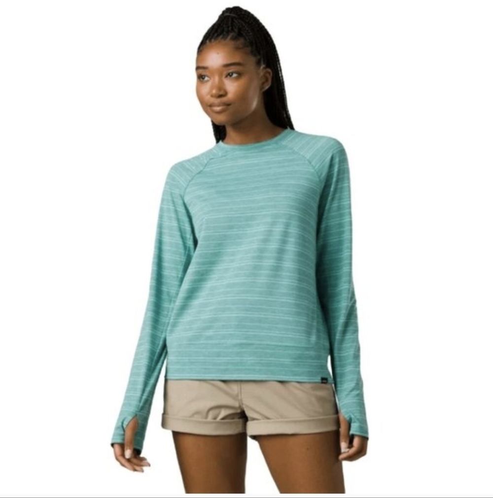 Prana Sol Searcher Longsleeve Crewneck Striped Tee Size S